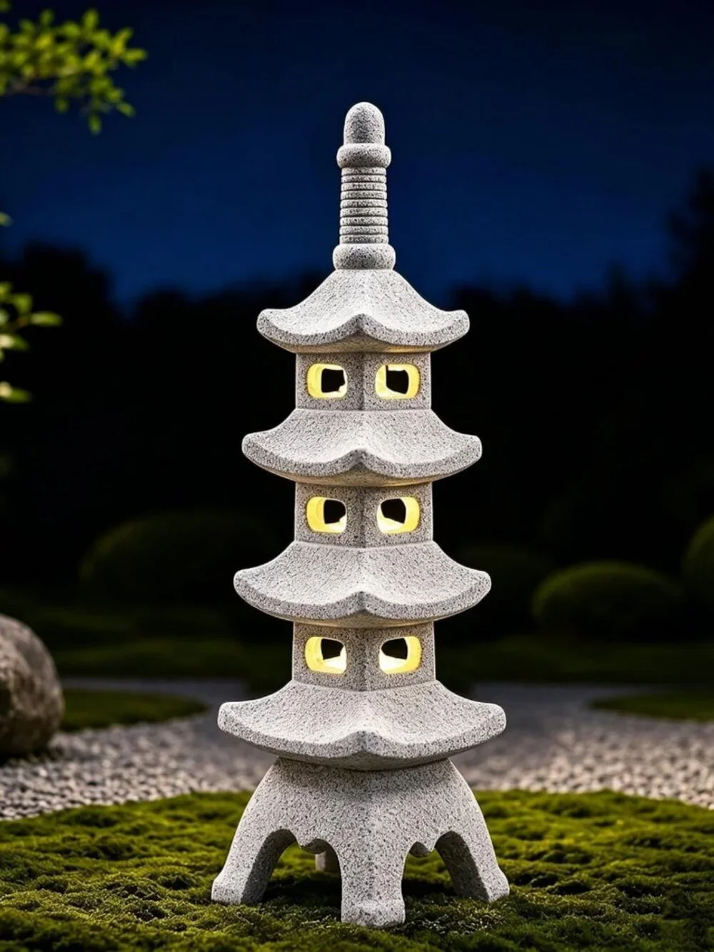 15.7-Inch Solar Pagoda Garden Statue | Weatherproof Zen Decor for Patio & Yard
